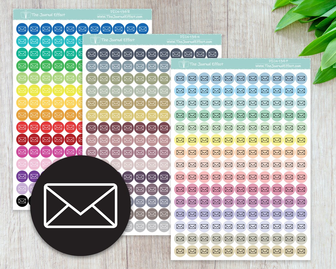 ENVELOPE, MAIL Tiny Dot Icon Stickers, .32" Functional Planner Stickers ...