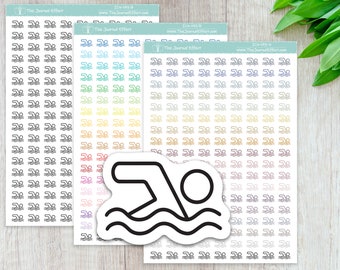 SWIMMING, Mini icon, Label Planner Stickers for Erin Condren, Happy Planner, BUJO, A5 and many more!