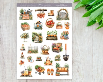 Garden & Harvest Planner Stickers, Cottagecore Watercolor, Gardening Journal Stickers, Planners, Journals, Cards and Crafts, BUJO, CLIP-033