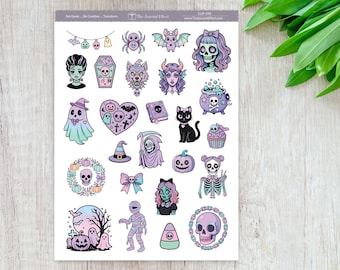 Pastel Goth Halloween Planner Stickers , Spooky Cute Halloween Clipart, Planners, Journals, Cards and Crafts, BUJO, Scrapbooking, CLIP-039