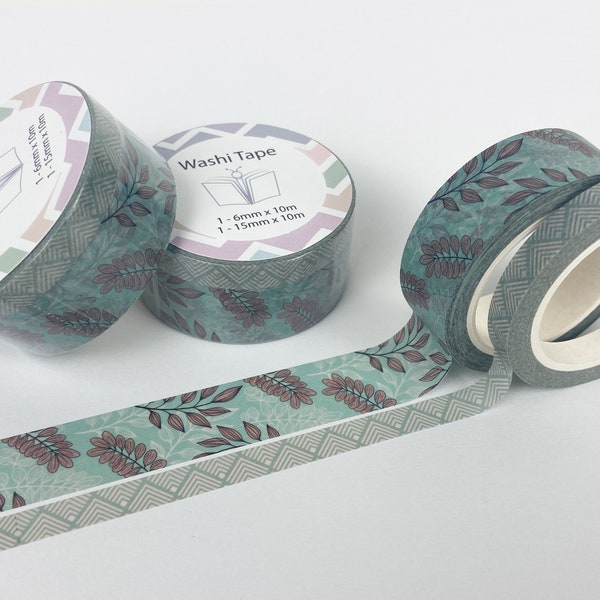 Boho Escape Tropical Foliage Washi Tape Set, 6MM & 15MM