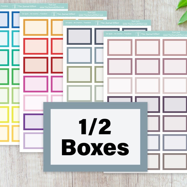 HALF BOXES, Functional Label Planner Stickers for Erin Condren, Happy Planner, BUJO, A5 and many more! Fun-201, Fun-202, Fun-203, Fun-204