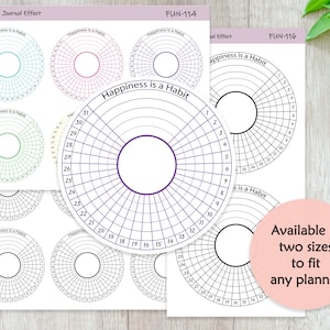 2.5" MONTHLY HABIT Tracker Round, Functional Planner Stickers, Stationery, Scrapbooking, Bullet Journal,  Fun-114, Fun-115