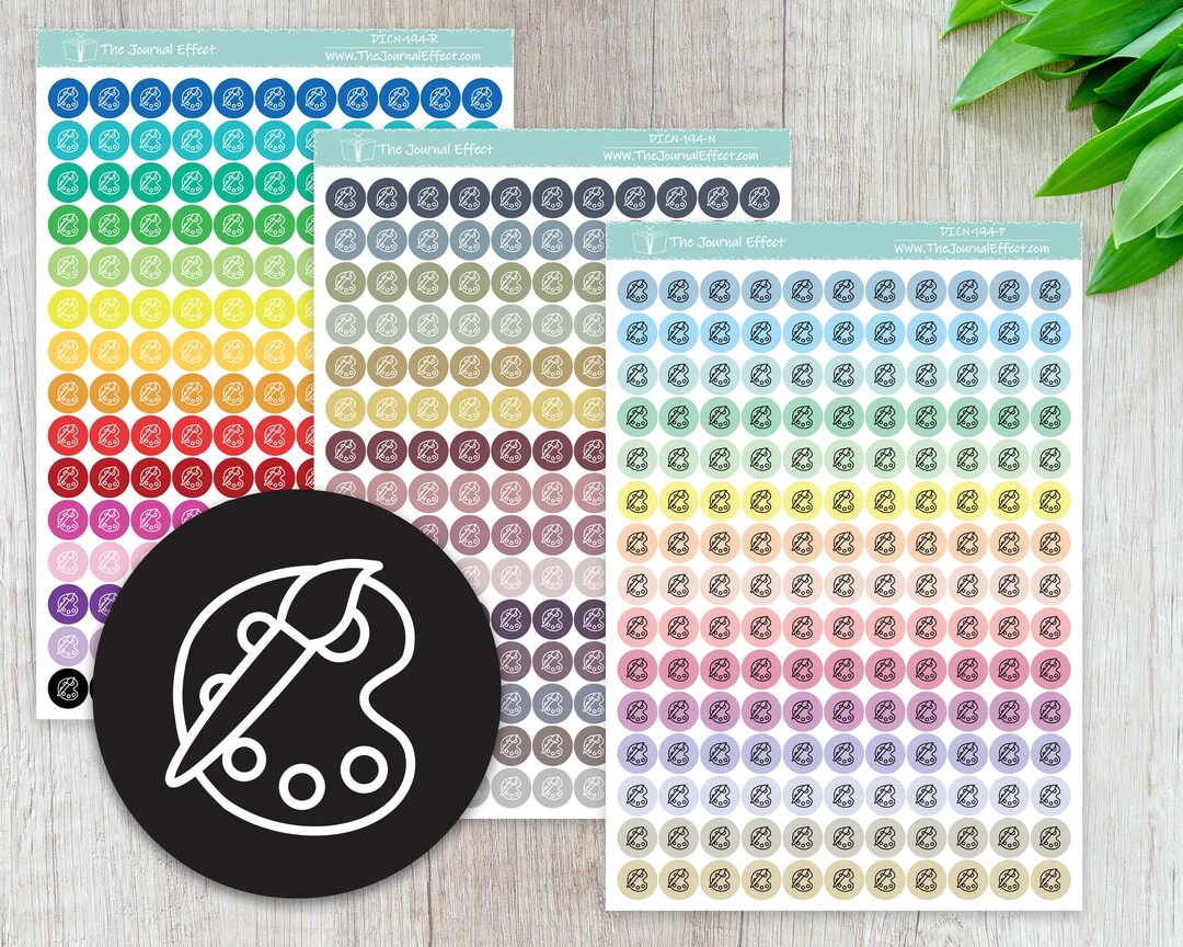 PAINTING, ART Tiny Dot Icon Stickers, .32" Functional Planner Stickers ...