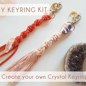 Create your own crystal keyring / starter kit, DIY keyring set, macrame keyring / DIY craft christmas / macrame kit / craft letterbox gift