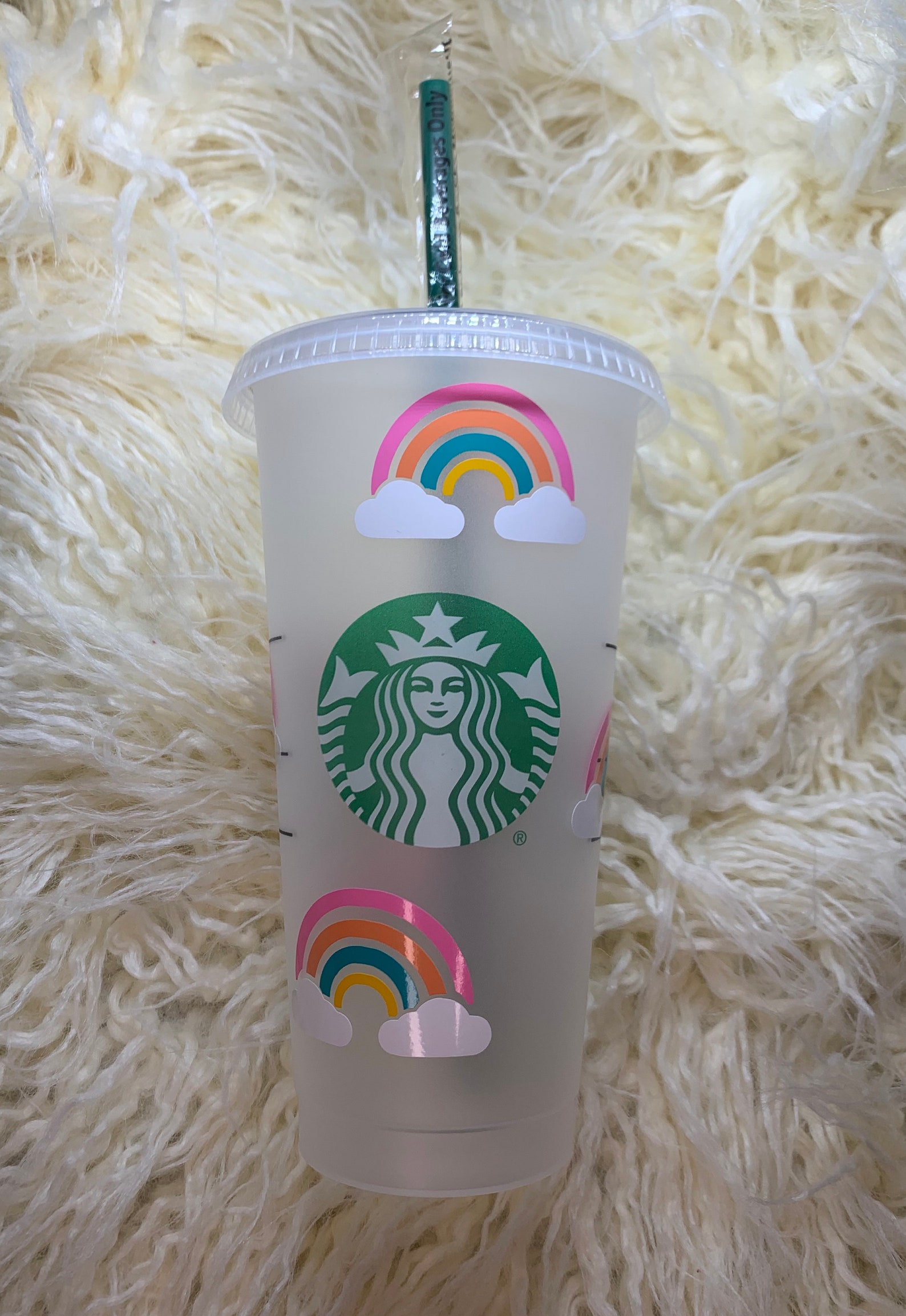 Rainbow Starbucks Reusable Cold Cup Etsy