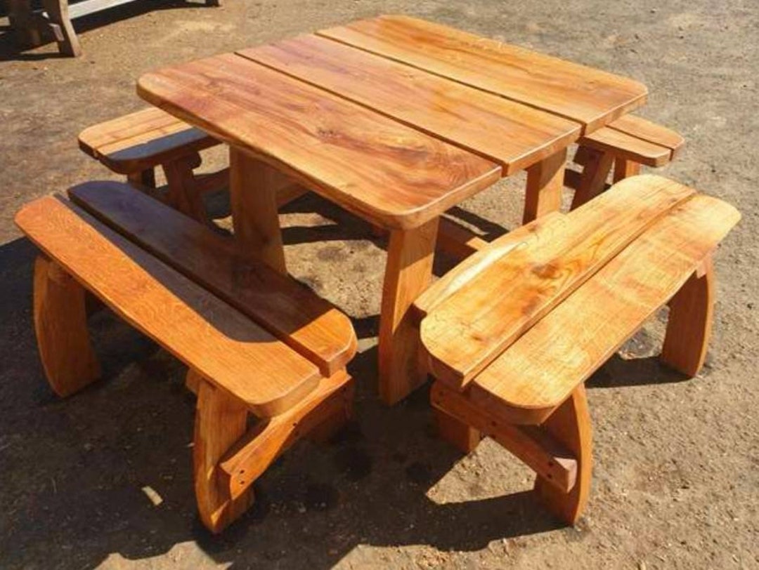 Oak Hand Made Garden Furniture Set Etsy UK