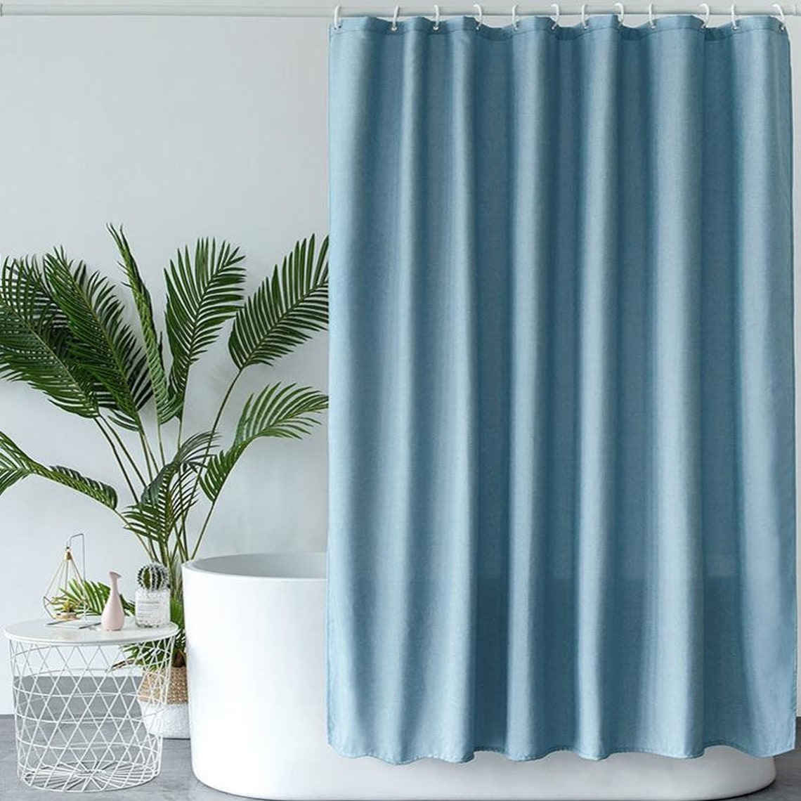Solid Light Blue Fabric Shower Curtain Etsy
