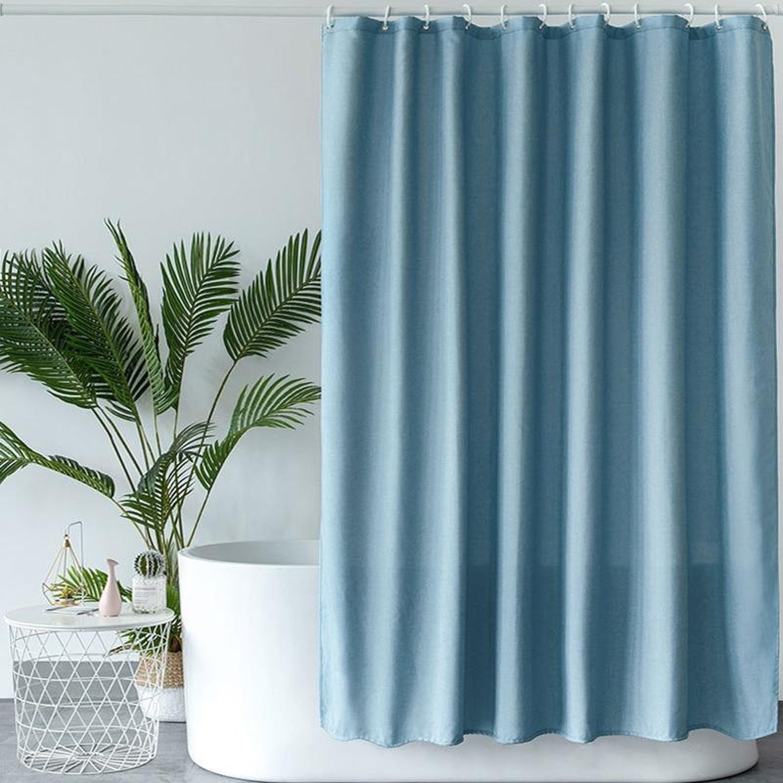 Solid Light Blue Fabric Shower Curtain Etsy