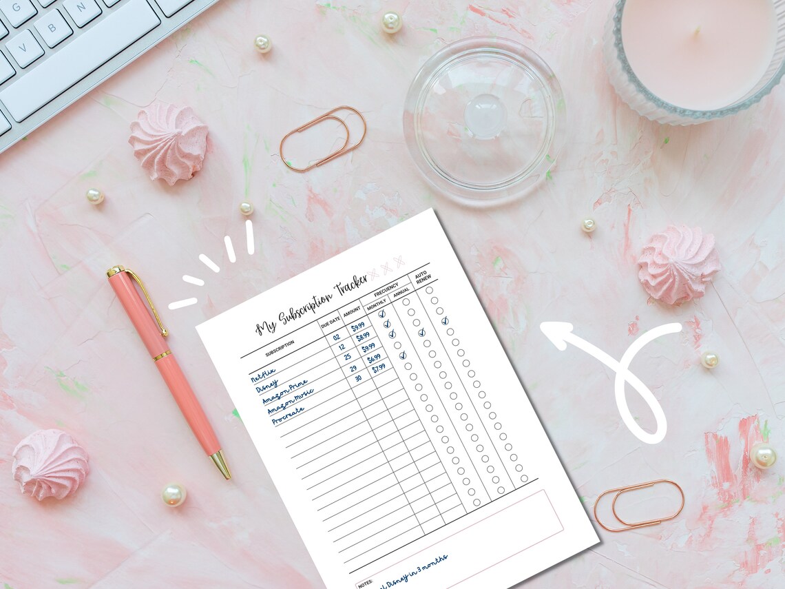 Subscription Tracker Printable and PDF Fillable Membership Tracker ...