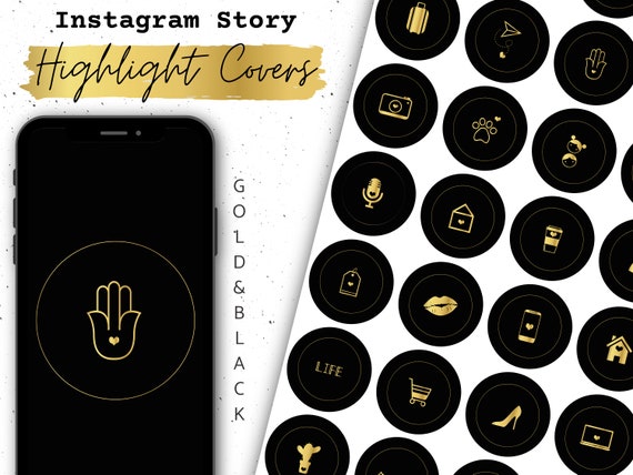 94 Gold and Black Instagram Story Hightlight Covers | Etsy