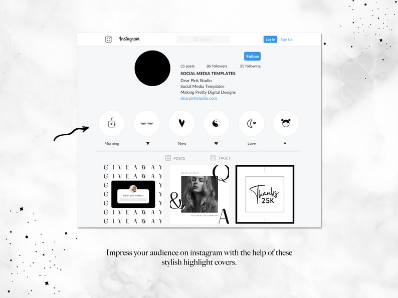 Black and White Instagram Highlight Cover Instagram Etsy