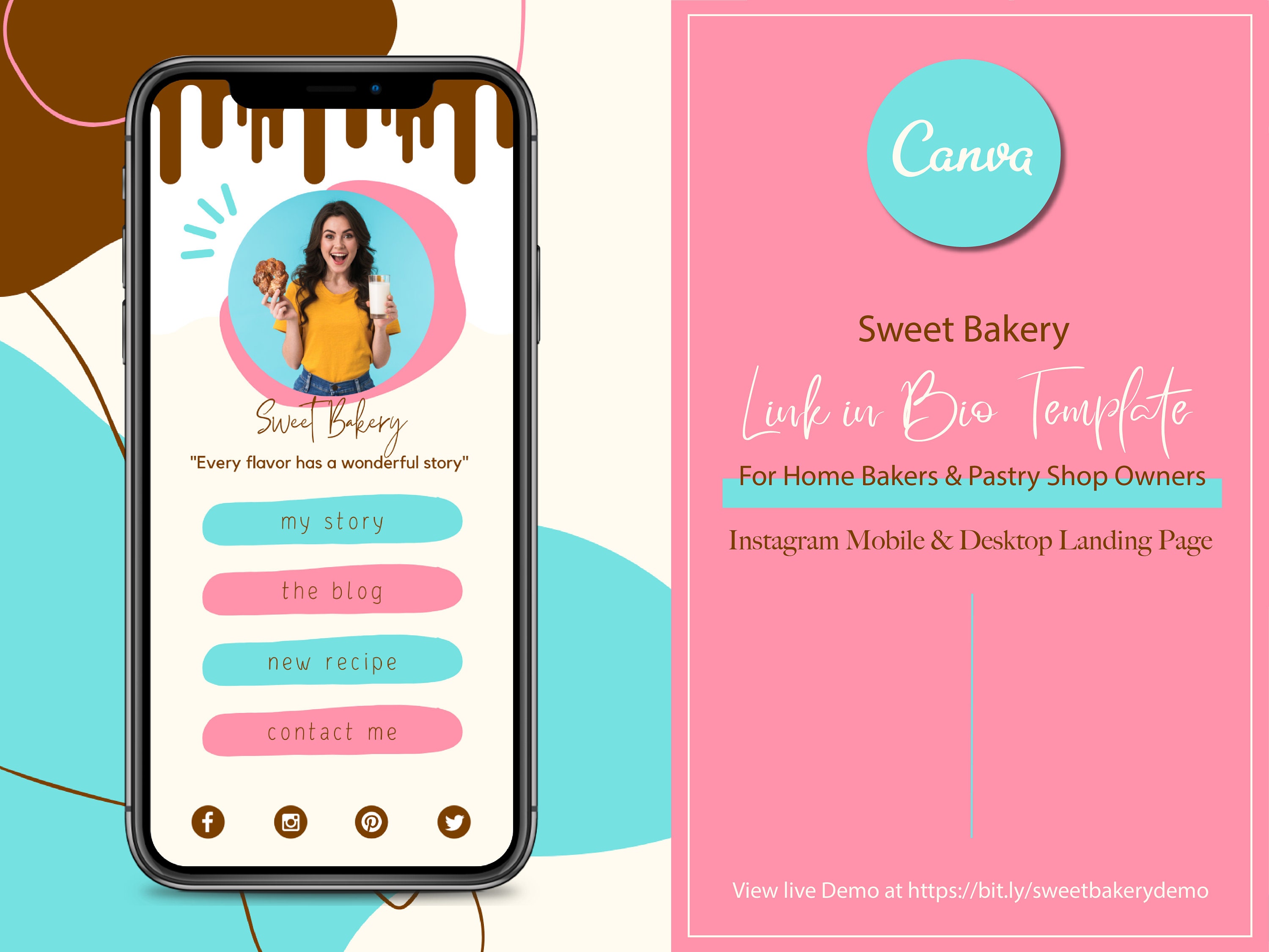 Instagram Link in Bio Bakery Template Insta Landing Page Etsy