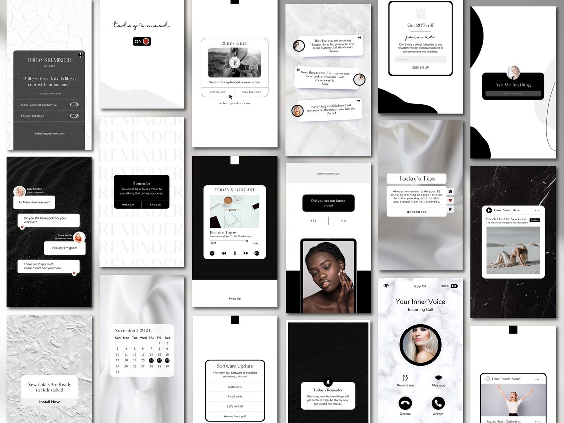 Black and White Branding Bundle Instagram Branding Kit - Etsy