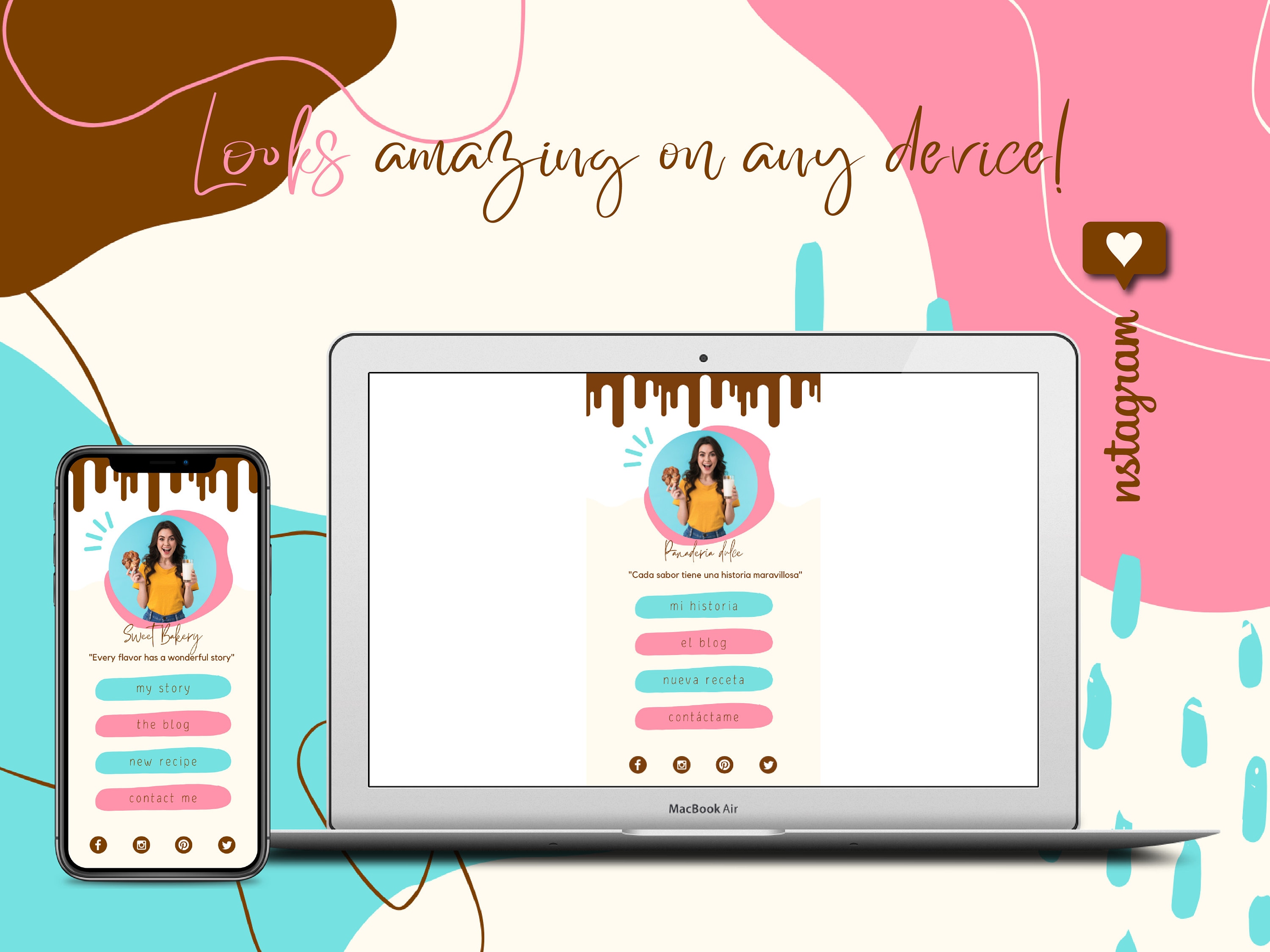 Instagram Link in Bio Bakery Template Insta Landing Page Etsy