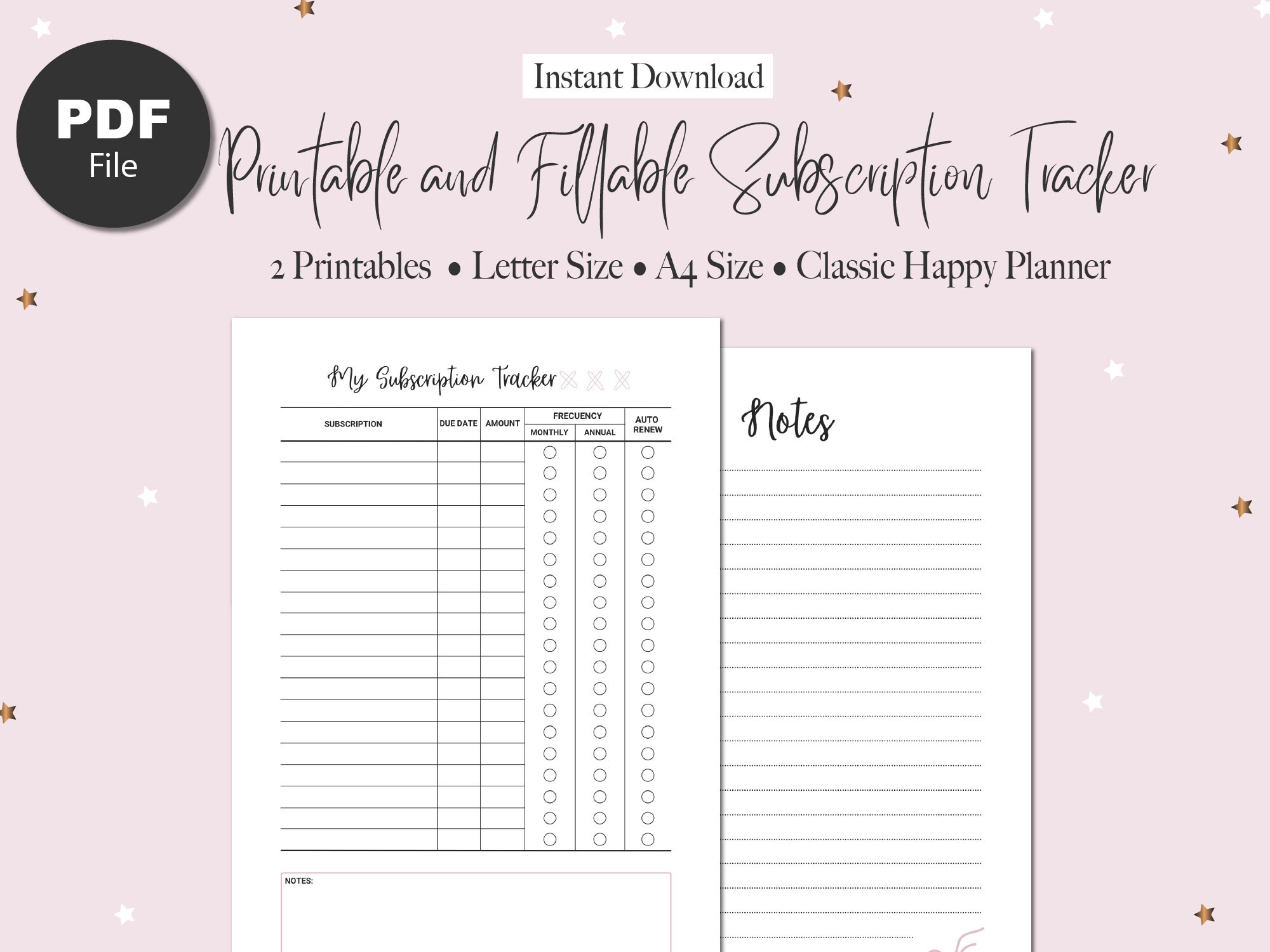 Subscription Tracker Printable and PDF Fillable Membership Tracker ...