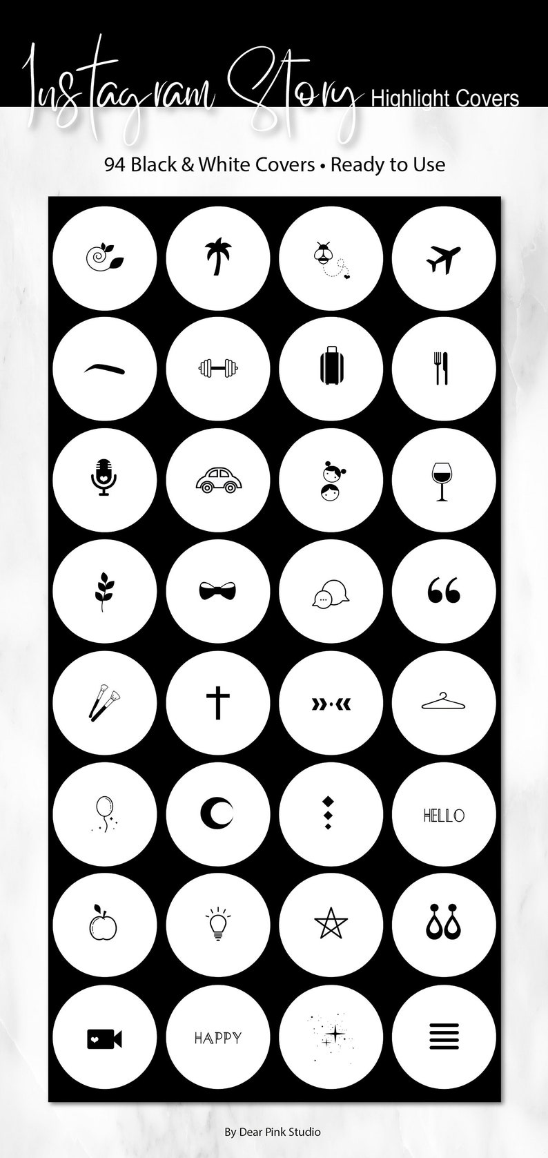 Black and White Instagram Highlight Cover Instagram Etsy