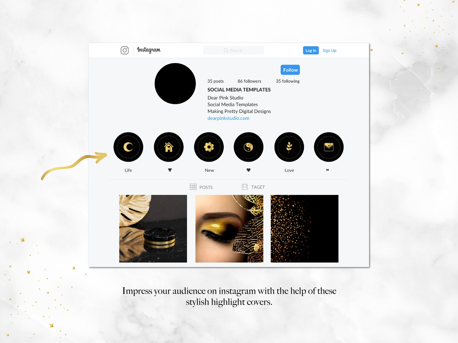 Black and Gold Instagram Highlight Covers Instagram Highlight Icons