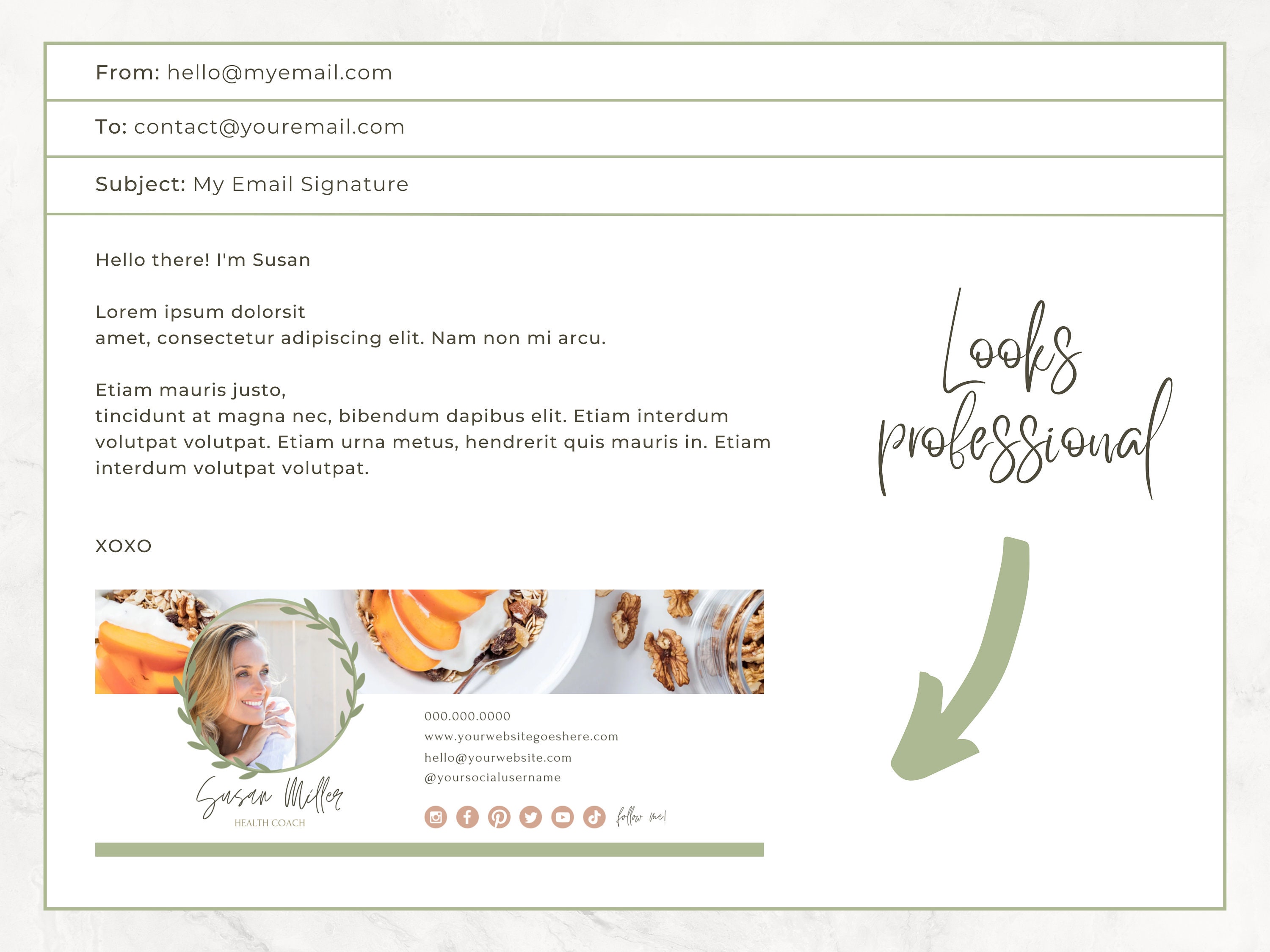 Health and Nutrition Email Signature Template Gmail and Etsy