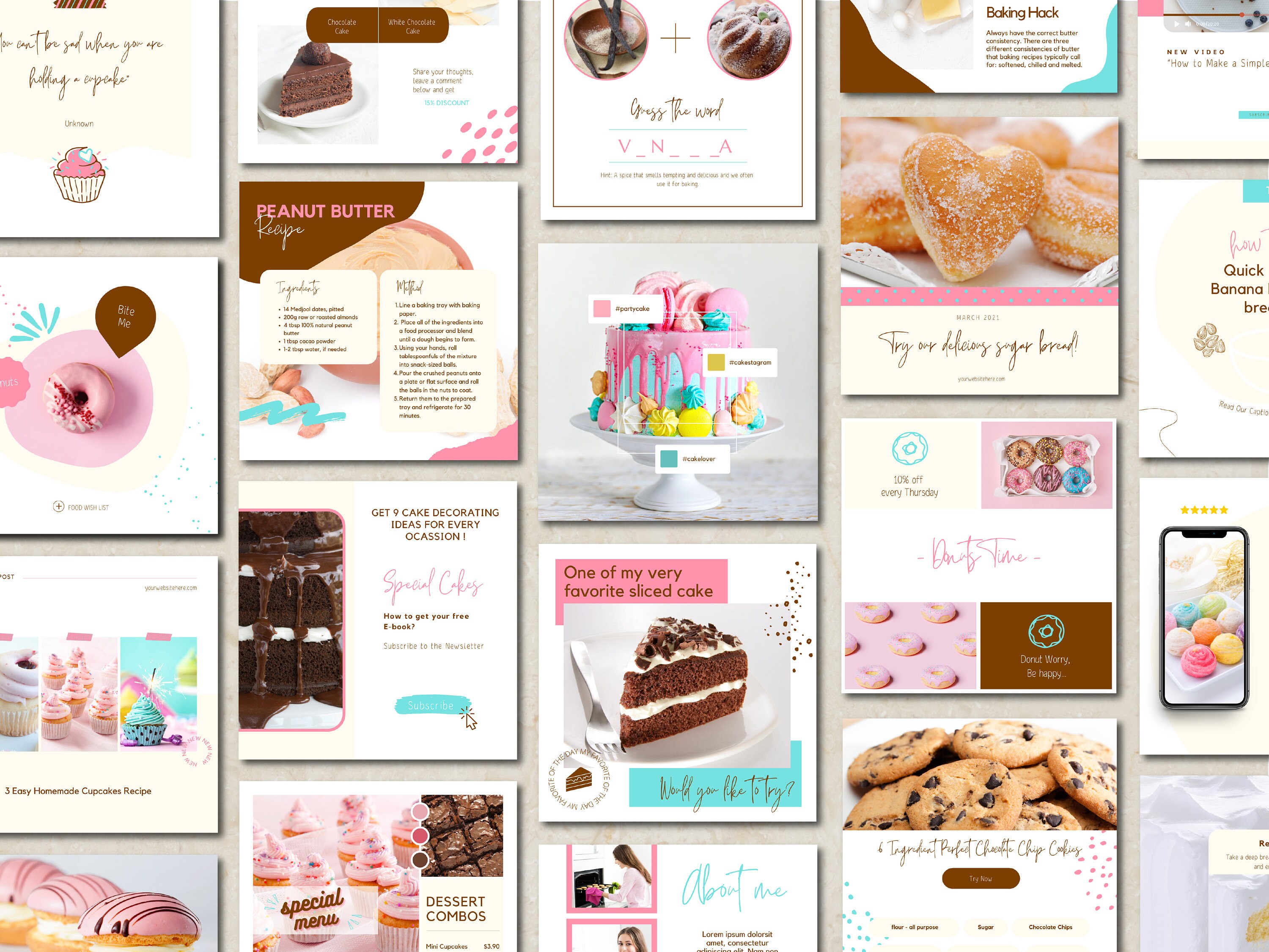 Bakery Instagram Branding Kit Instagram Post Templates Etsy