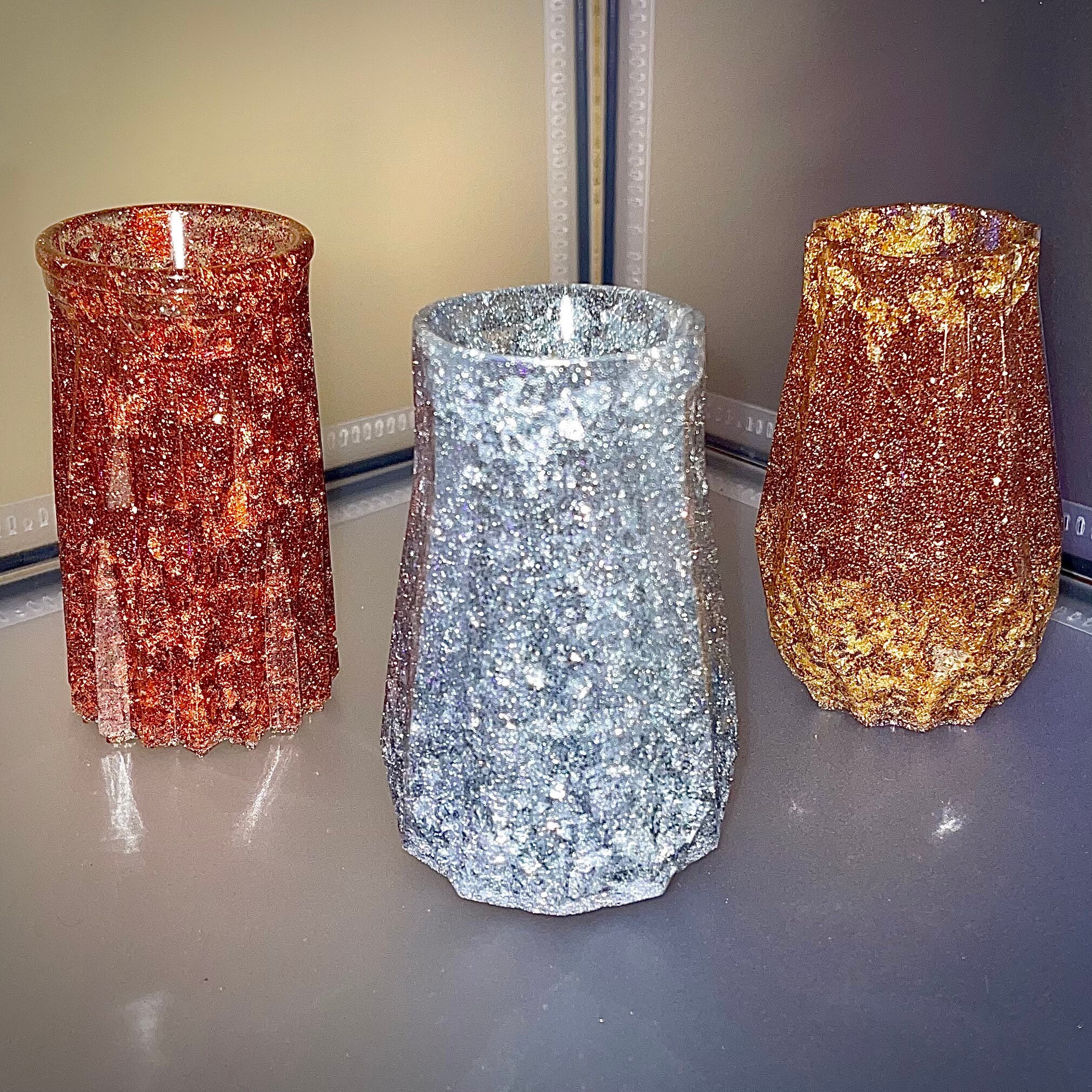 Metallic Glitter Vases Gold Copper & Silver Infused Etsy