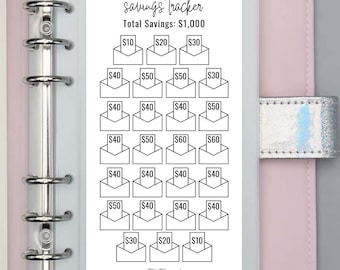 Laminated Savings Challenge Envelope: A6 Budget Binder Cash Stuffing