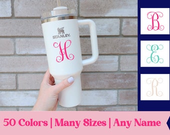 Calcomanía de vinilo con inicial personalizada: monograma para portátil y vaso