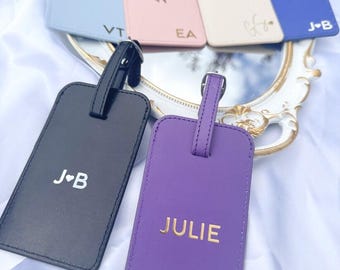 Personalized Leather Luggage Tag, Custom Travel Accessories, Gift for Travelers, Wedding, Bridesmaid, Stocking Stuffer, Company Gift
