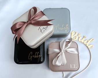 Personalized Travel Jewelry Box, Custom Name Bridesmaid Gift