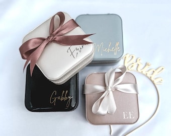 Personalized Travel Jewelry Box, Custom Name Bridesmaid Gift
