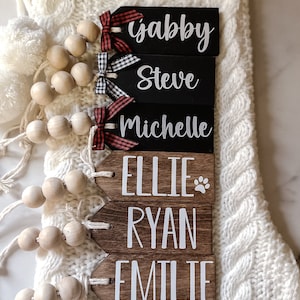 Beaded Wooden Name Tag, Christmas Stocking Tags, Personalized Stocking Name Tags, Wedding Name Tags, Custom Stocking Name Tag
