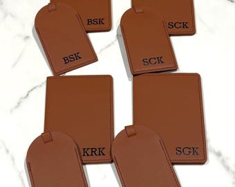 Personalized PU Leather Passport Holder and Luggage Tag Set