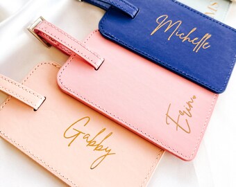 Personalized Leather Luggage Tag, Custom Monogram Travel Accessory, Bridal Party Gift, Wedding Favor, Bag Tag for Travelers and Bridesmaids