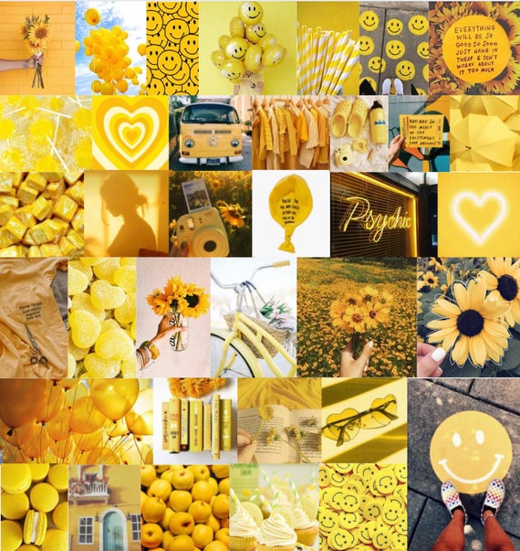 100 Yellow Photo Wall Collage Kit Instant Digital Digital Etsy