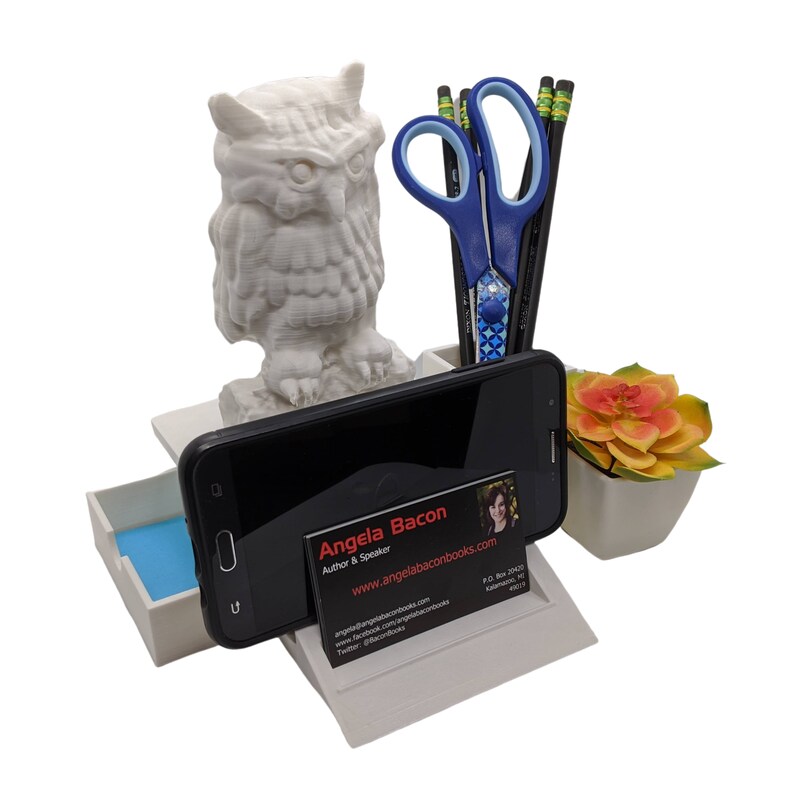 Owl Desk Organizer Wood Desk Caddy White Desk Organizer 3D Printed Desk