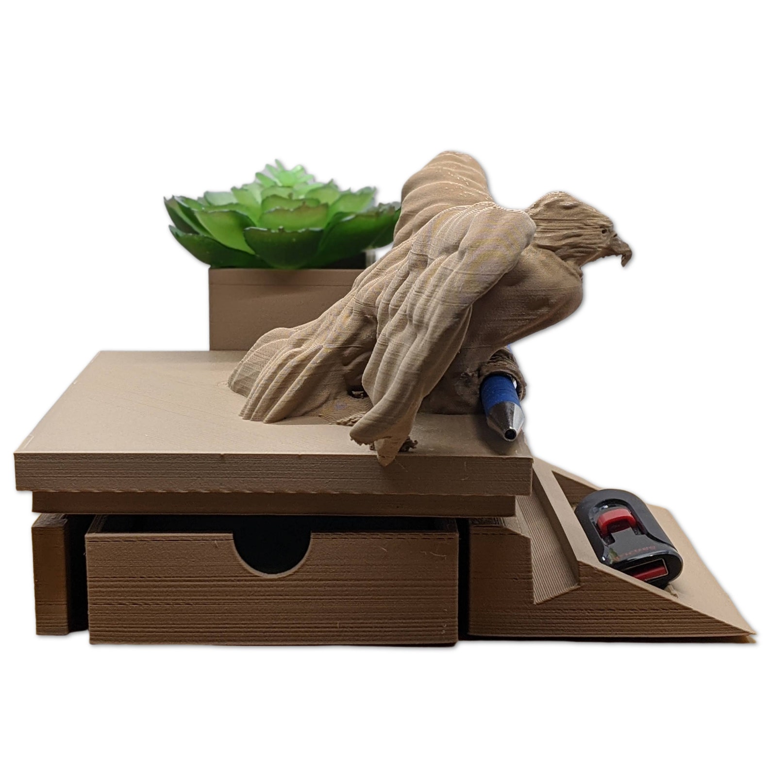 Eagle in Flight Desk Organizer Wood Desk Caddy White Desk Organizer 3D