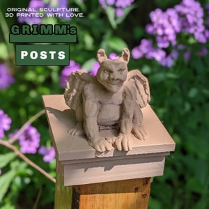 Gargoyle 4x4 or 6x6 post cap | wood or white | Gargoyle Gift | Outdoor Decor | Gothic Gargoyle Statue | Garden Gargoyle