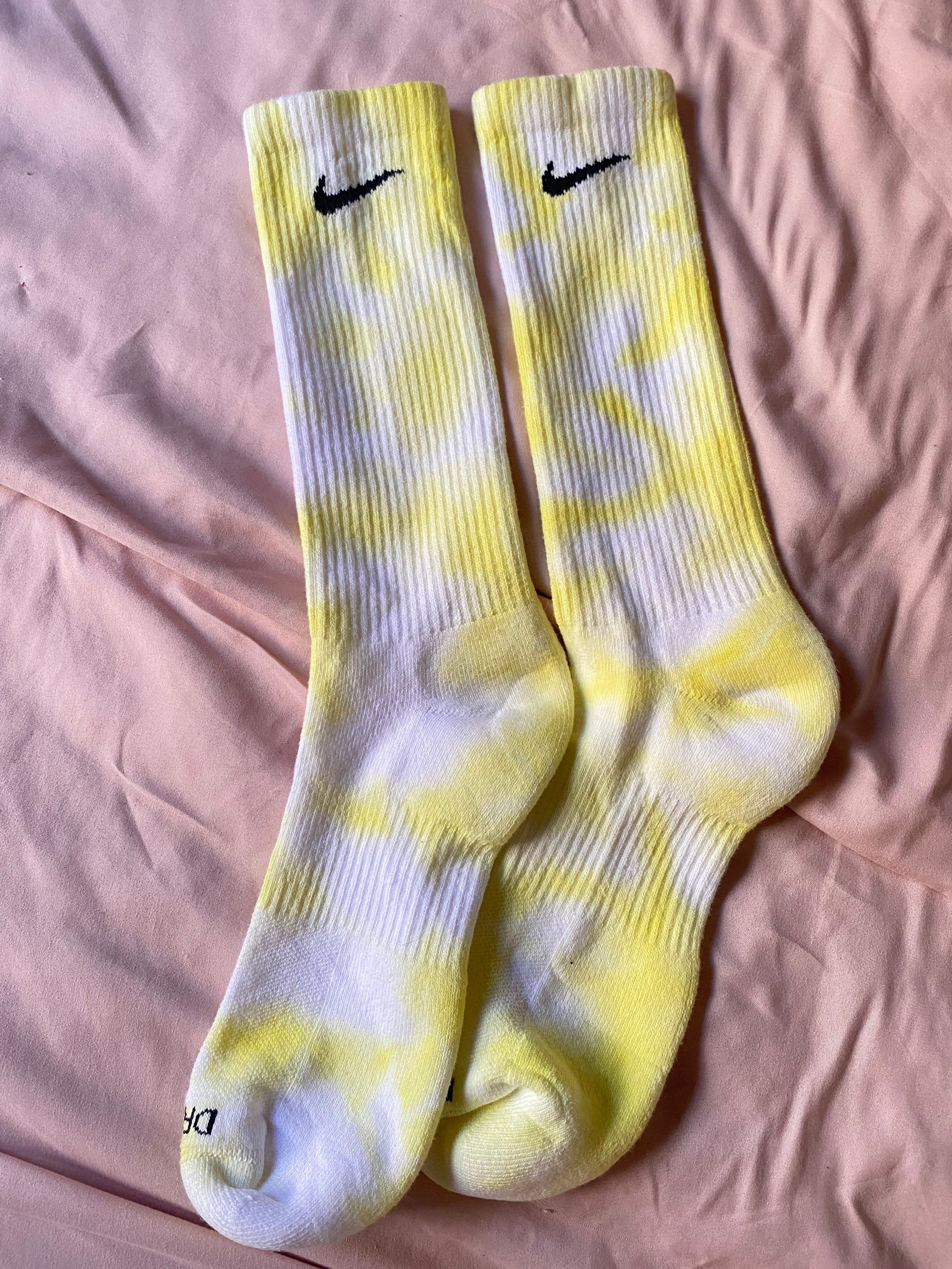 Yellow Nike TieDye Socks | Etsy