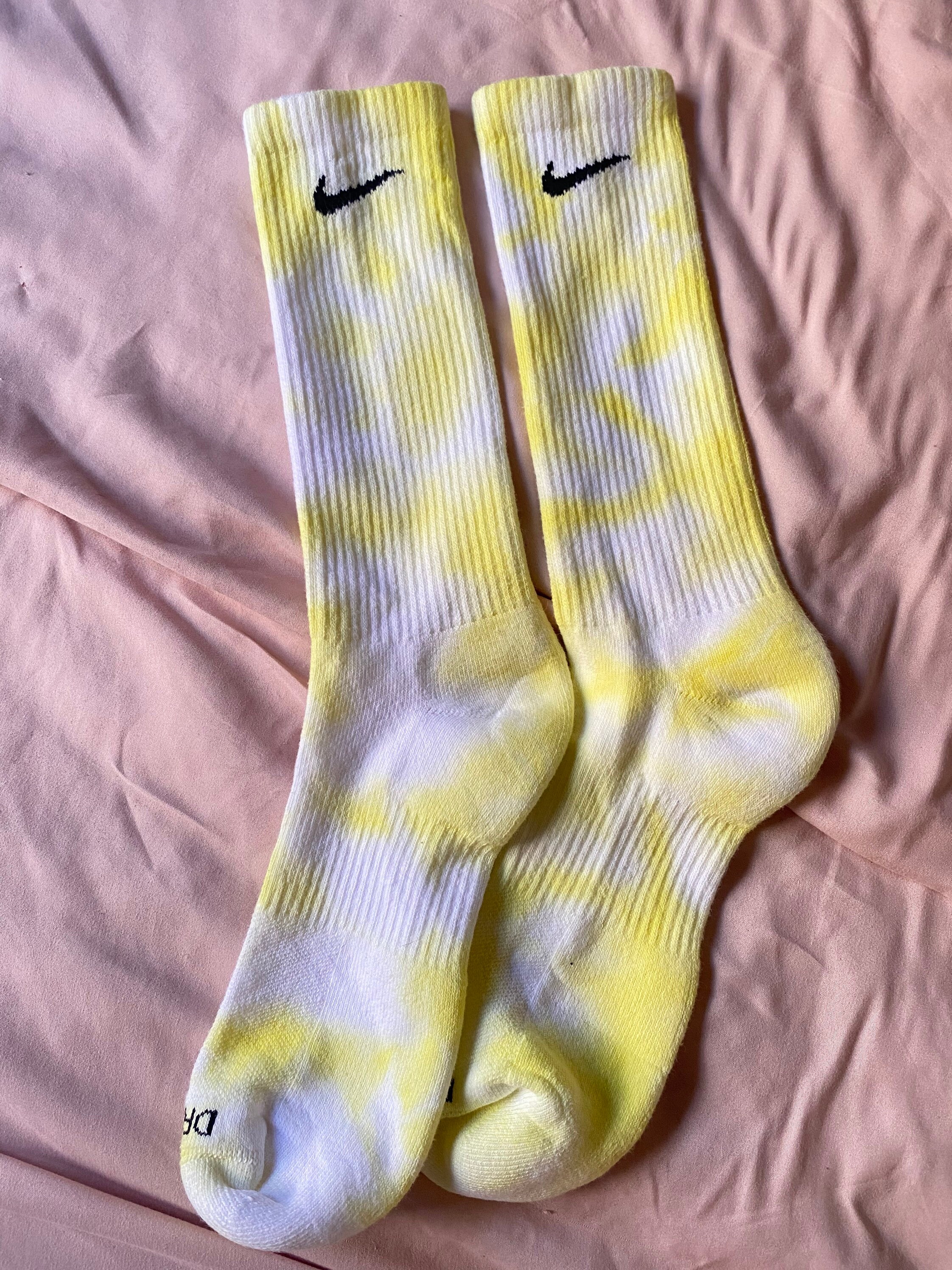 Yellow Nike TieDye Socks | Etsy