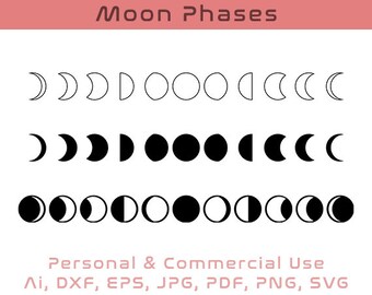 Moon Vector, Moon Phases, Moon ai, Moon eps, Moon jpg, Moon pdf,  Moon png, Moon svg,