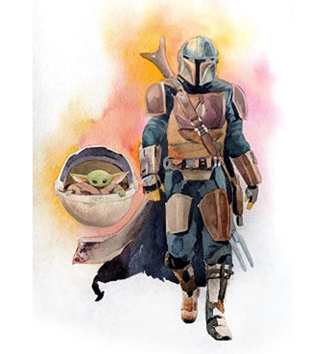 Baby Yoda Boba Fett Prints Set the Mandalorian Wall Decor Star Etsy