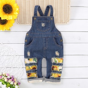 Baby Toddler Sunflower Girls Overalls Cute Overall Romper Outfit Newborn Bibs Jumpsuit Infant Denim Jeans Buttons Boy Girl Bild 1