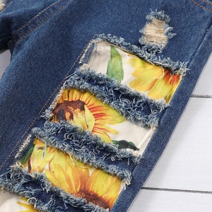 Baby Toddler Sunflower Girls Overalls Cute Overall Romper Outfit Newborn Bibs Jumpsuit Infant Denim Jeans Buttons Boy Girl Bild 5