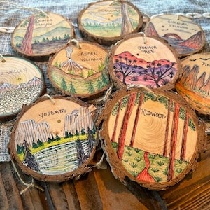 Handmade California Ornaments, Death Valley, Sequoia, Kings Canyon, Yosemite, Lassen Volcanic, Channel Islands, Joshua Tree, Redwood