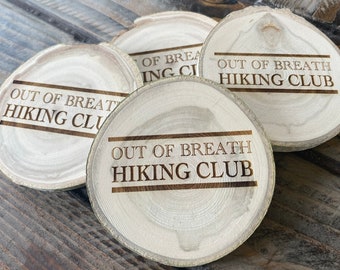 Aspen Wood Coaster: Funny Hiking Club Gift (4x4")