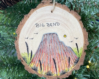 Big Bend National Park Wood Ornament, Hand-Drawn
