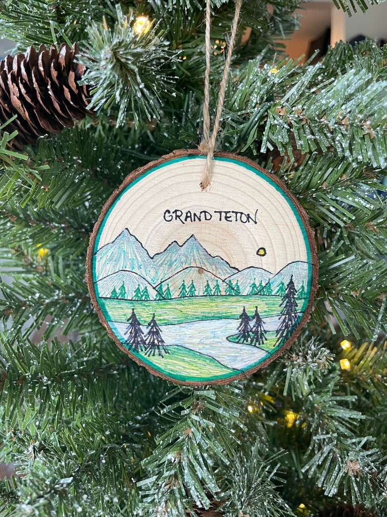 Grand Teton Ornament, National Park Gifts, National Park art, Road Trip, Tetons, Wyoming image 6