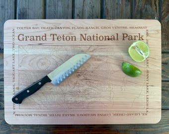 Grand Teton Cutting Board National Park Topographic Map, Dual Use Kitchen Essentials Cutting and Charcutetie Serving Board Jackson Hole