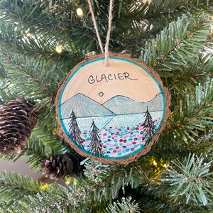 Glacier National Park Christmas Ornament on Wood Slice Lake McDonald Souvenir Glacier Ornament Montana Ornament Glacier National Park Art image 8