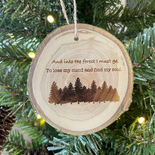 Hiker Christmas Ornament Rustic Christmas Tree Outdoor Lover John Muir Quotes Hiking Gift Ornament Exchange for Friends Forest Ornament